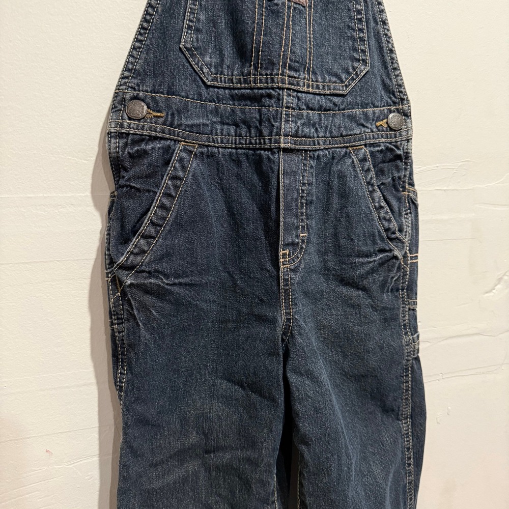 OshKosh Bgosh Dark Wash Denim Fleece Lined Overalls Size 4T - Picture 4 of 6